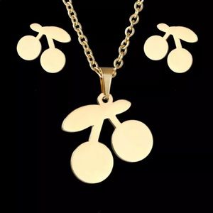 New! Gold Cherries necklace/earrings